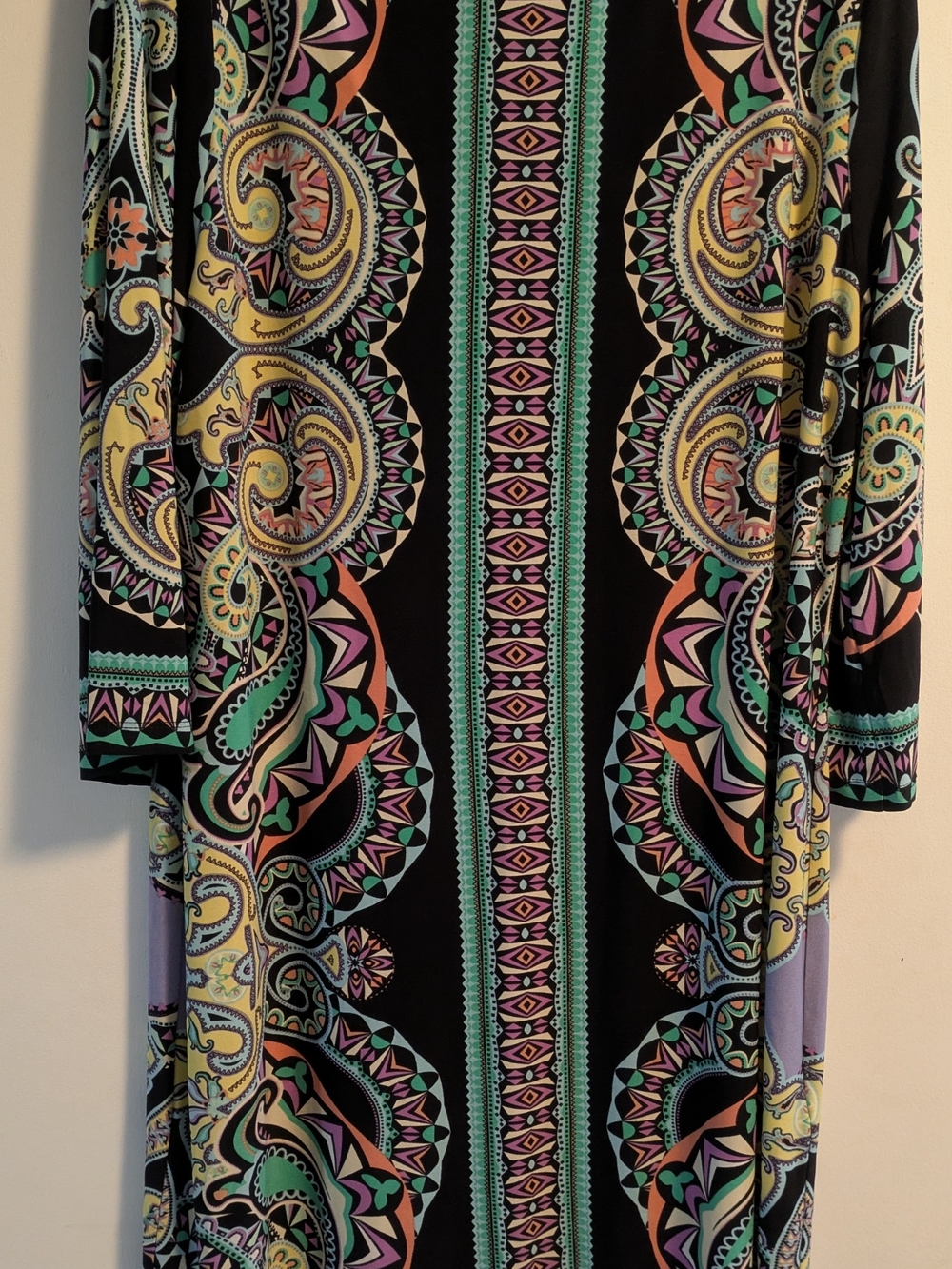 Vibrant Multicolor Paisley Geometric Boho Stretch Shift Sheath Dress XXL